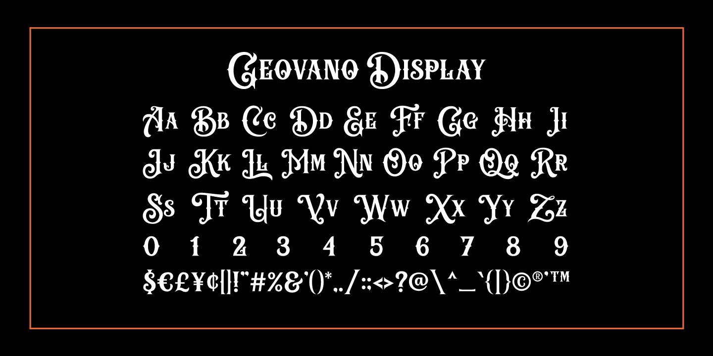 Ejemplo de fuente Geovano Serif Rough